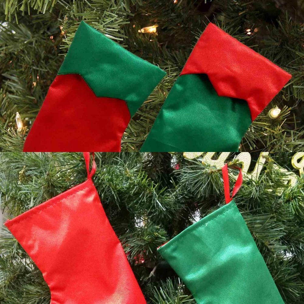 Simple Christmas Socks Red & Green Christmas Stockings Navidad Candy Gift Bags Festive Xmas Tree