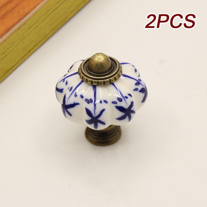 2 шт. художественная керамическая ручка для ящика с одним отверстием синяя и белая фарфоровая керамическая винтажная ручка для ящика шкафа или гардероба 38x35 мм