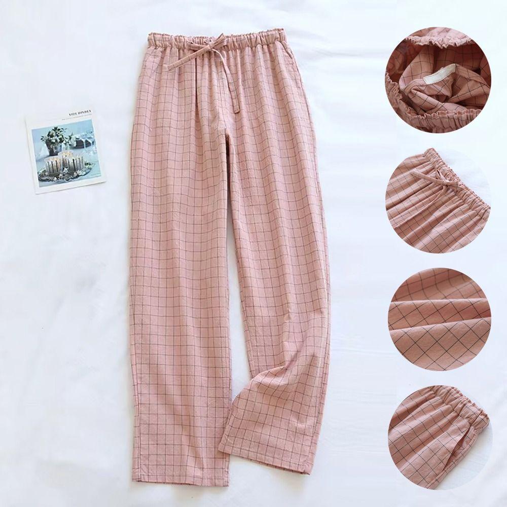 Plaid Home Wear Cotton Pajama Pants New Sleeping Pants Woman
