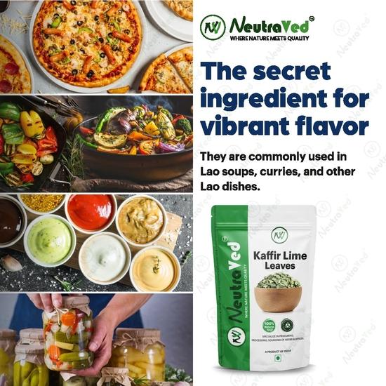 Листья каффир-лайма NeutraVed сушеные цитрусовые кулинарные, для южноазиатских блюд, тайская еда макрут зеленый чай (10 г)