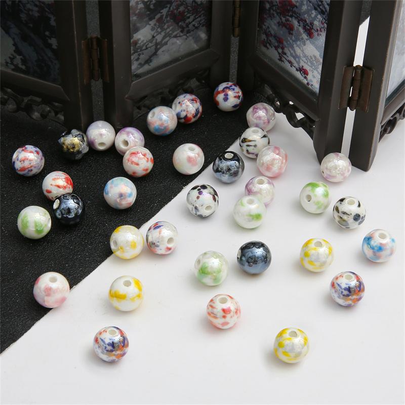 20 шт., 12 мм, керамические гладкие круглые бусины с узором всплеска чернил, для изготовления ювелирных изделий, очаровательное украшение «сделай сам»