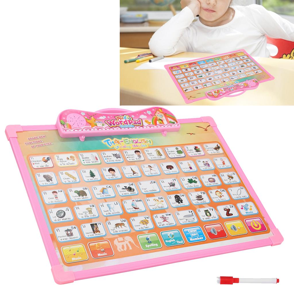 Thai English Language Reading Book Learning Ebook Voice Reading Book Educational Study Toy(Pink )