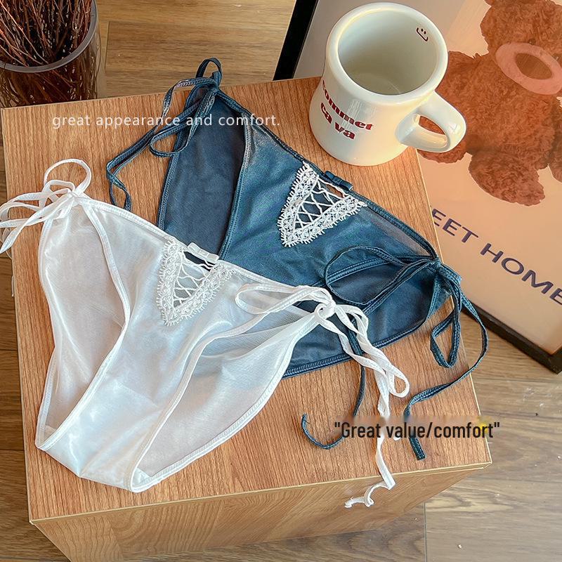 «Женские бесшовные сетчатые кружевные трусики во французском стиле, дышащие, быстросохнущие, с низкой талией»