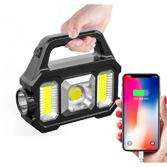 Portable Rechargeable Emergency Solar COB Camping Light Searchlight Camp Light Flood Light Flashlight And