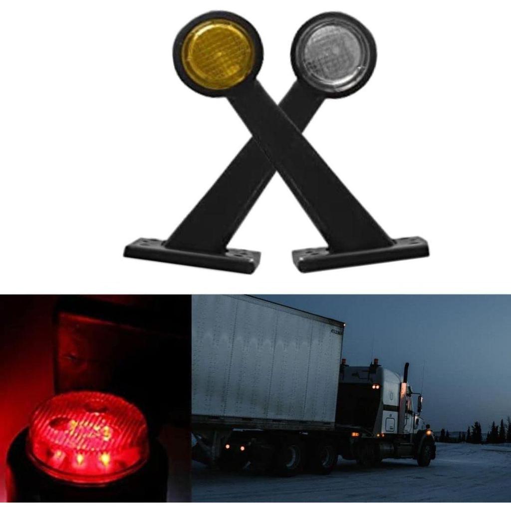 APSMOTIV 4PCS Trailer Side Marker Lights Outline Lamp 12V Side Clearance Lights For Trucks For Semi Trucks (Amber/Clear) Side Marker