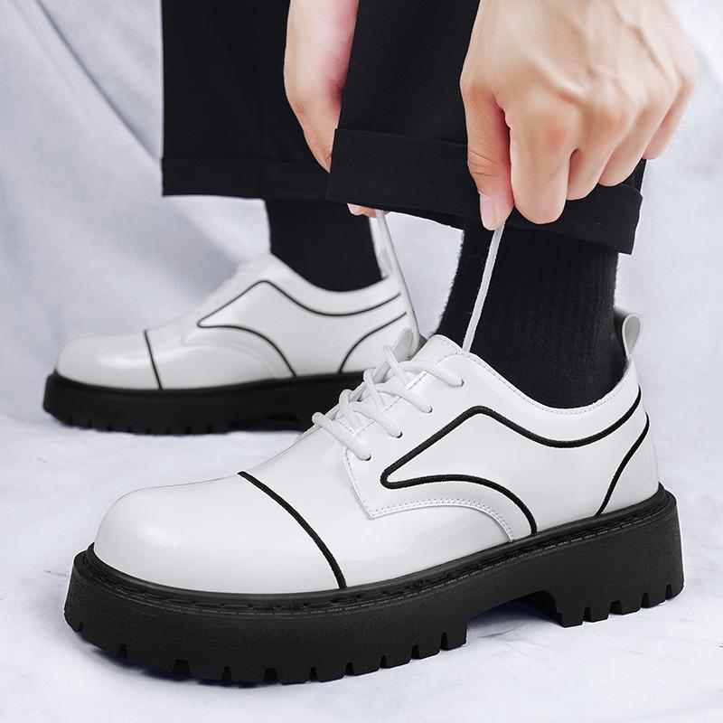 Модные блестящие кожаные туфли для мужчин, модные туфли на платформе, повседневная обувь для мужчин в британском стиле, черные туфли для мужчин, zapatos de cuero hombre