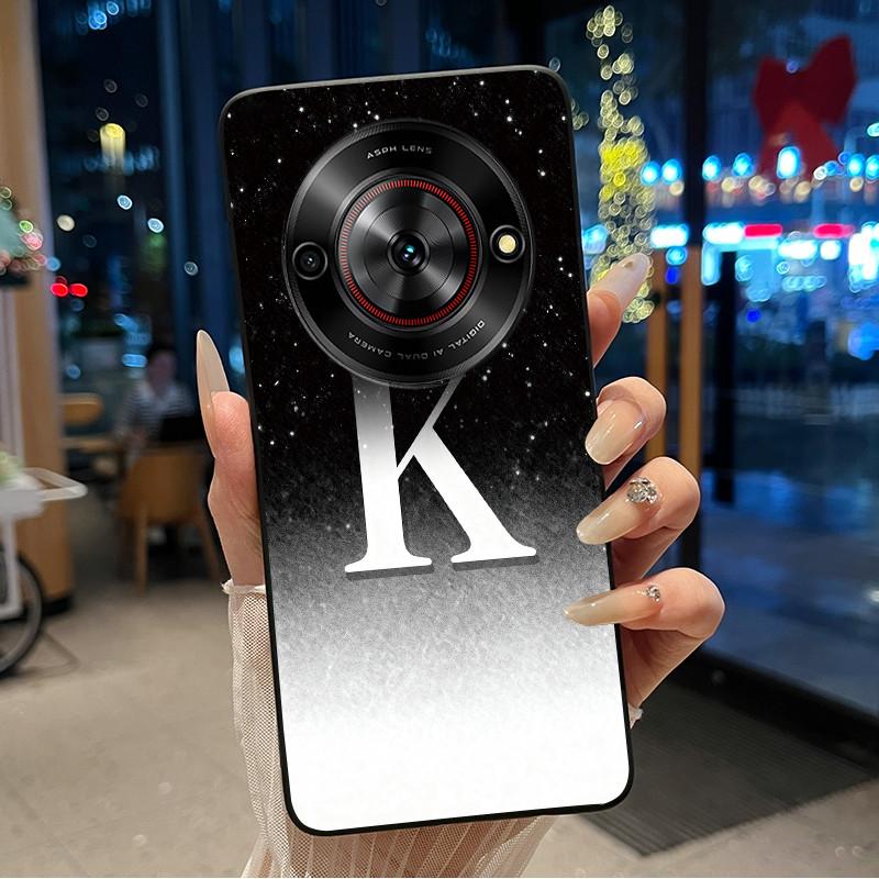 Anti-scratch Soft Case For ZTE Blade A75 5G/ Nubia Focus 5G Custom Name A to Z Letter With Flower Starry Sky Pattern Casing