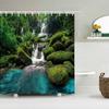 3d Printed Natural Forest Landscape Shower Curtain Waterproof Fabric Waterfall Bathroom Curtains Wall Decoration Large 300x180