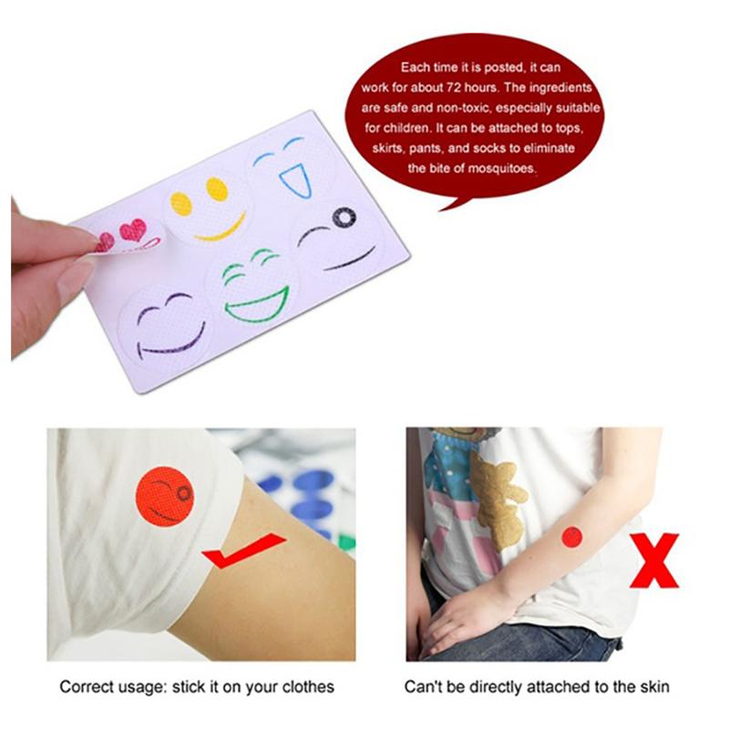 60 шт. Наклейки от комаров Сделай сам Отпугивающие наклейки Патчи Мультяшное улыбающееся лицо Отпугиватель KTY