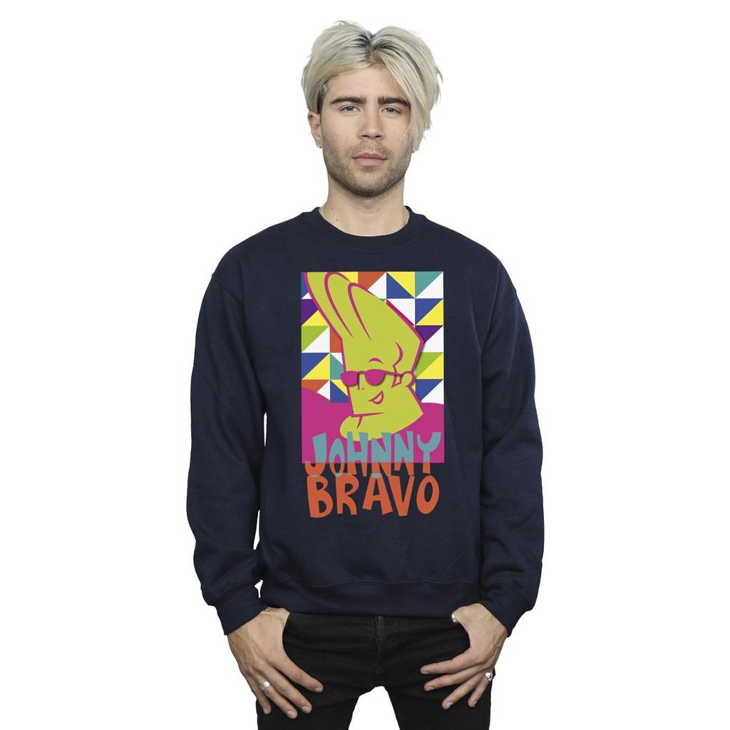 Мужской свитшот Johnny Bravo в стиле поп-арт с разноцветными треугольниками