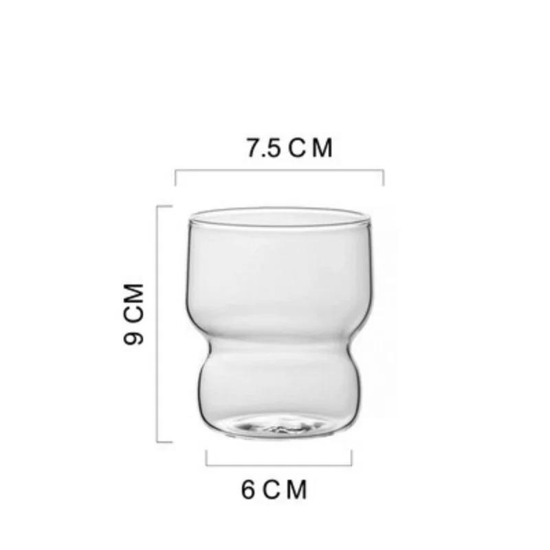 300ML Coffee Glass Cups Striping Shape Ice Milk Cup Juice Dessert Fruit Yogurt Cocktail Beer Soda Home Bar Party Breakfast Cup