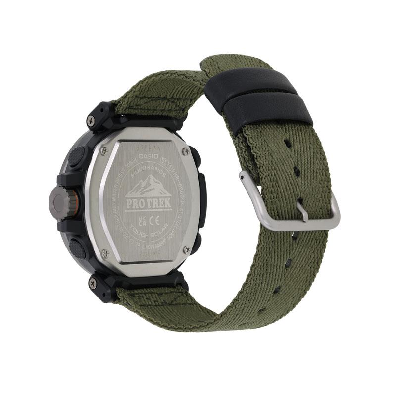 Casio Серия PRO TREK - Дисковый двойной дисплей Наручные часы для альпинизма и активного отдыха с питанием от солнечной энергии Многофункциональные Ударопрочные и водонепроницаемые PRW-6600YB-3PR