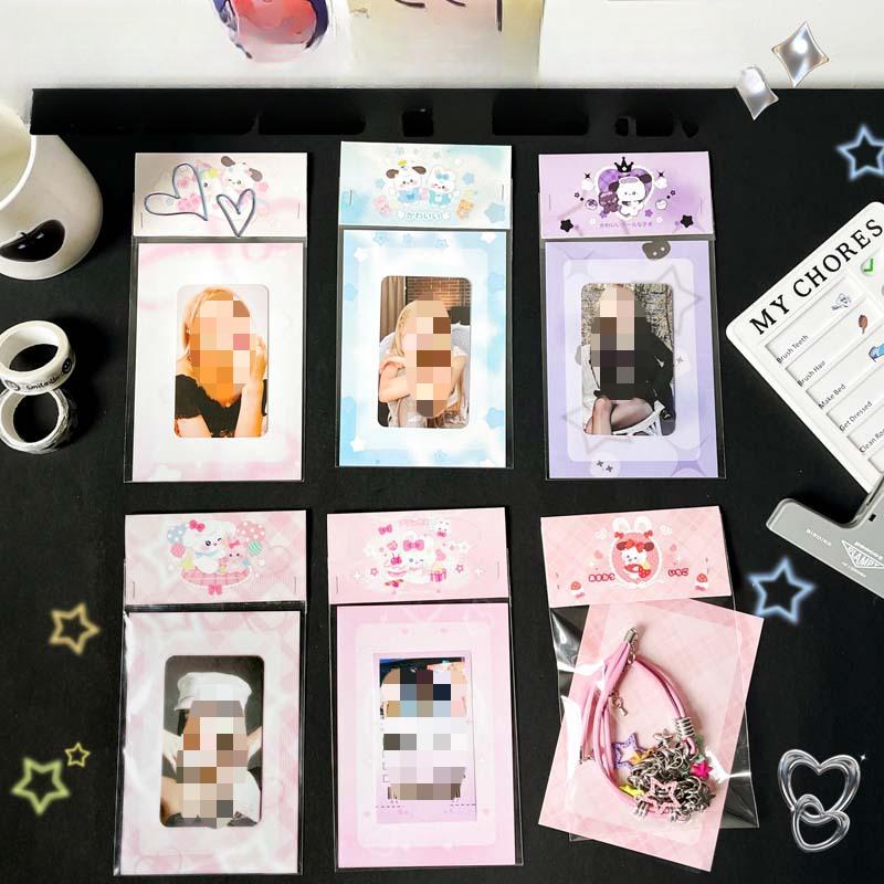 5 комплектов, корейский Ins, милый мультяшный щенок, голова карты, задняя сумка Opp, Kpop, 3-дюймовый держатель для фотокарточек, карман для девочек, карман для карт, упаковка «сделай сам»