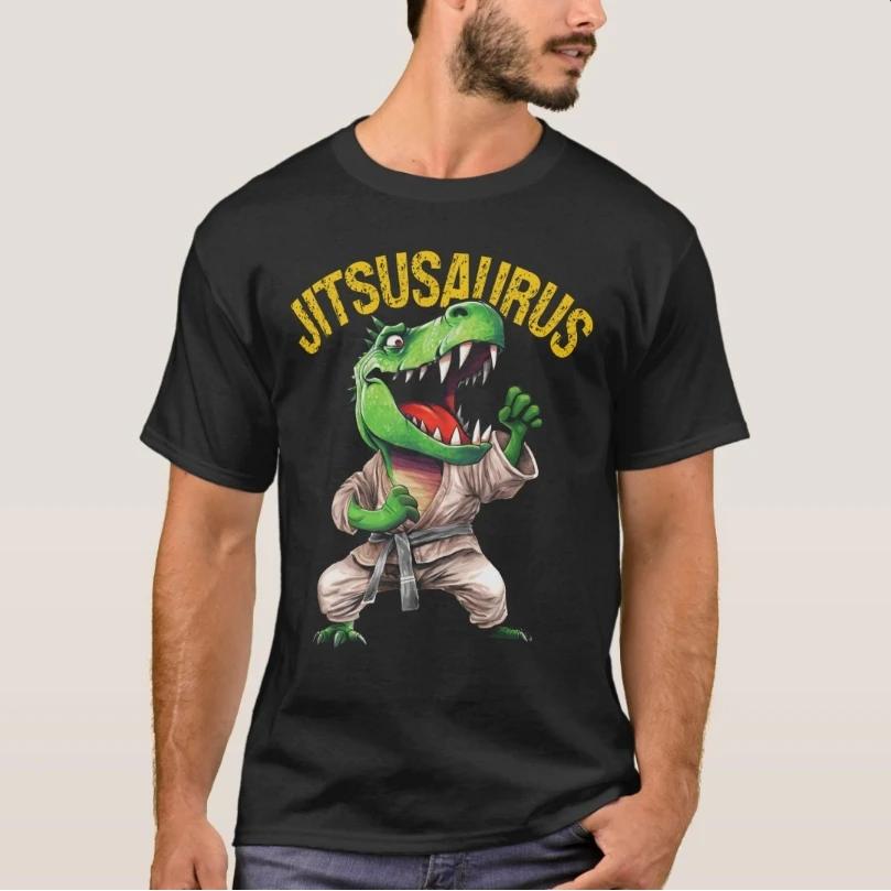 Jitsusaurus Brazilian Jiu Jitsu Dinosaur TRex Martial Art TShirt 100 Cotton ONeck Short Sleeve Summer Casual Mens Tshirt