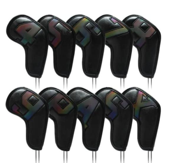 Чехол для клюшки для гольфа, чехол для головы, синтетическая кожа, светоотражающая функция, стильный, 10 предметов (03)