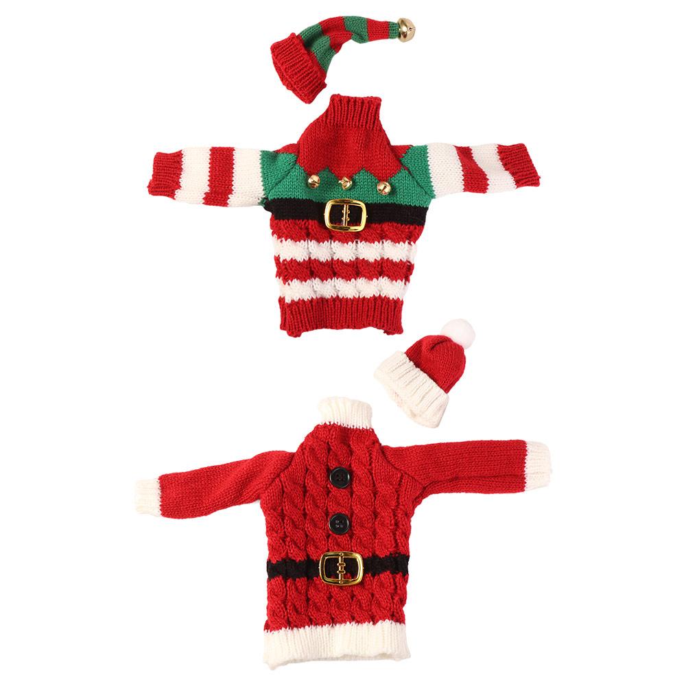 DIY Christmas Wine Bottle Cover Creative Wine Bottle Knitted Sweaters  Party Supplies