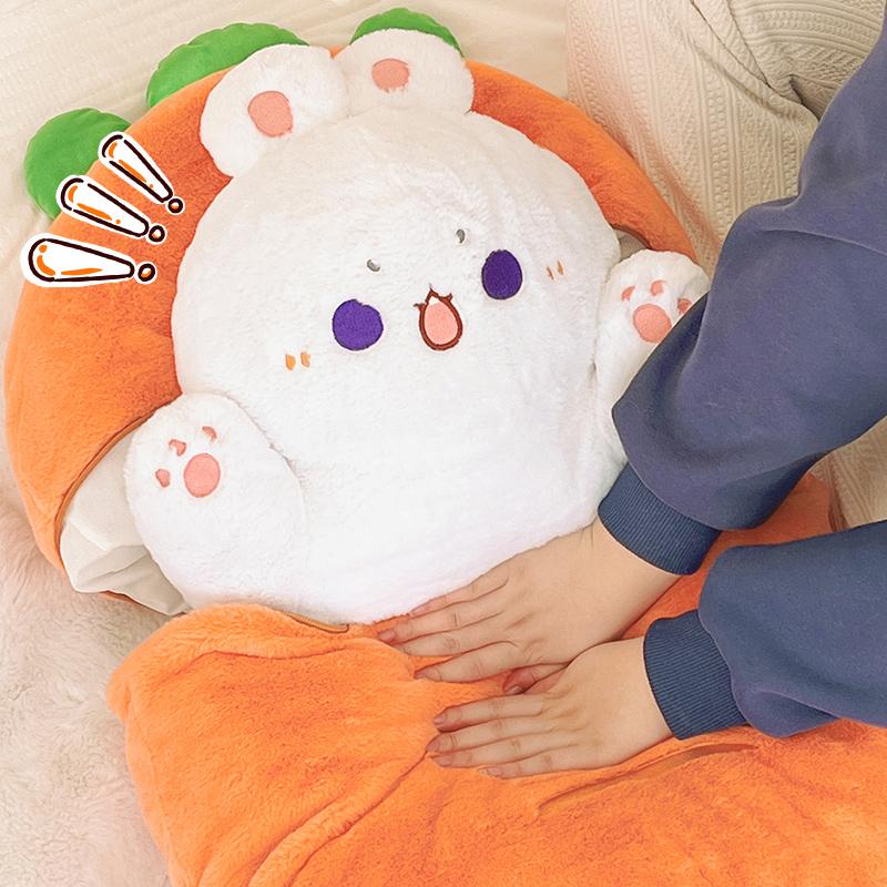 30-80CM Creative Taiyaki Cat Rabbit Plush Toys Furry Animal Plushie Nest Pillow Big Fish Carrot Cushion Lovely Doll For Girls