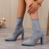 2024 Winter High-quality Women's Shoes New Fashion Solid Color Pointed Toe Cloth Short-barrel Women's High-heeled Boots