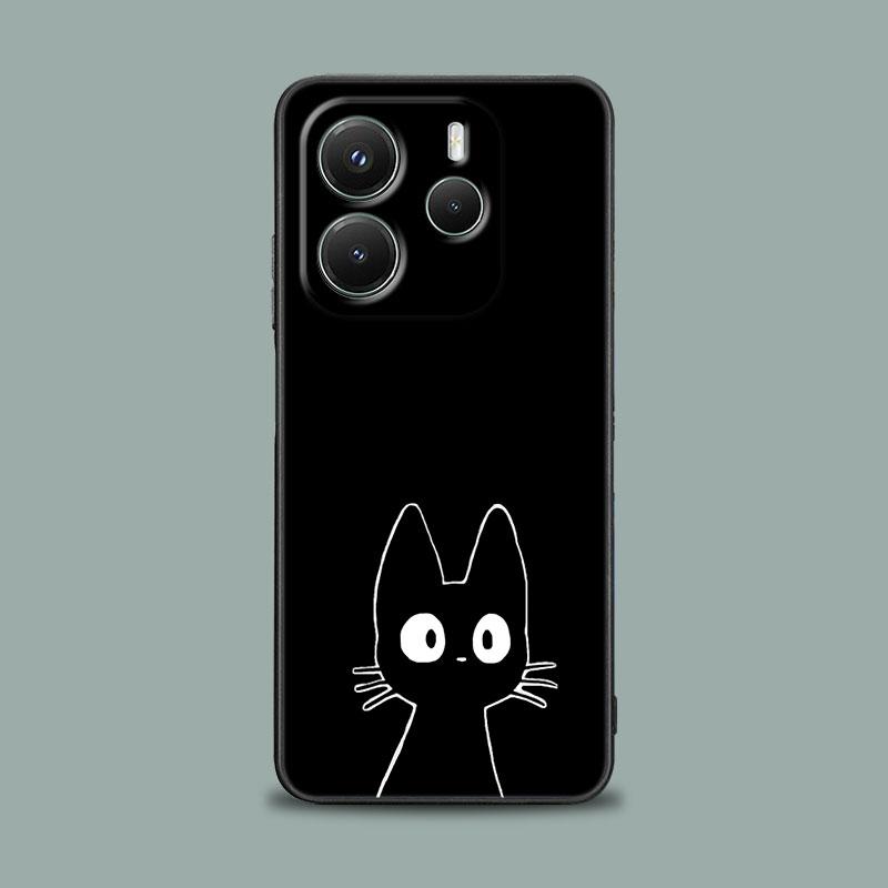 Чехол для телефона для Xiaomi Redmi 15C 14C 12C 13C Redmi Note 15 14 13 12 11 10 Pro Plus 5G 12S Силиконовая крышка Забавный Милый Кот Линейный Рисунок