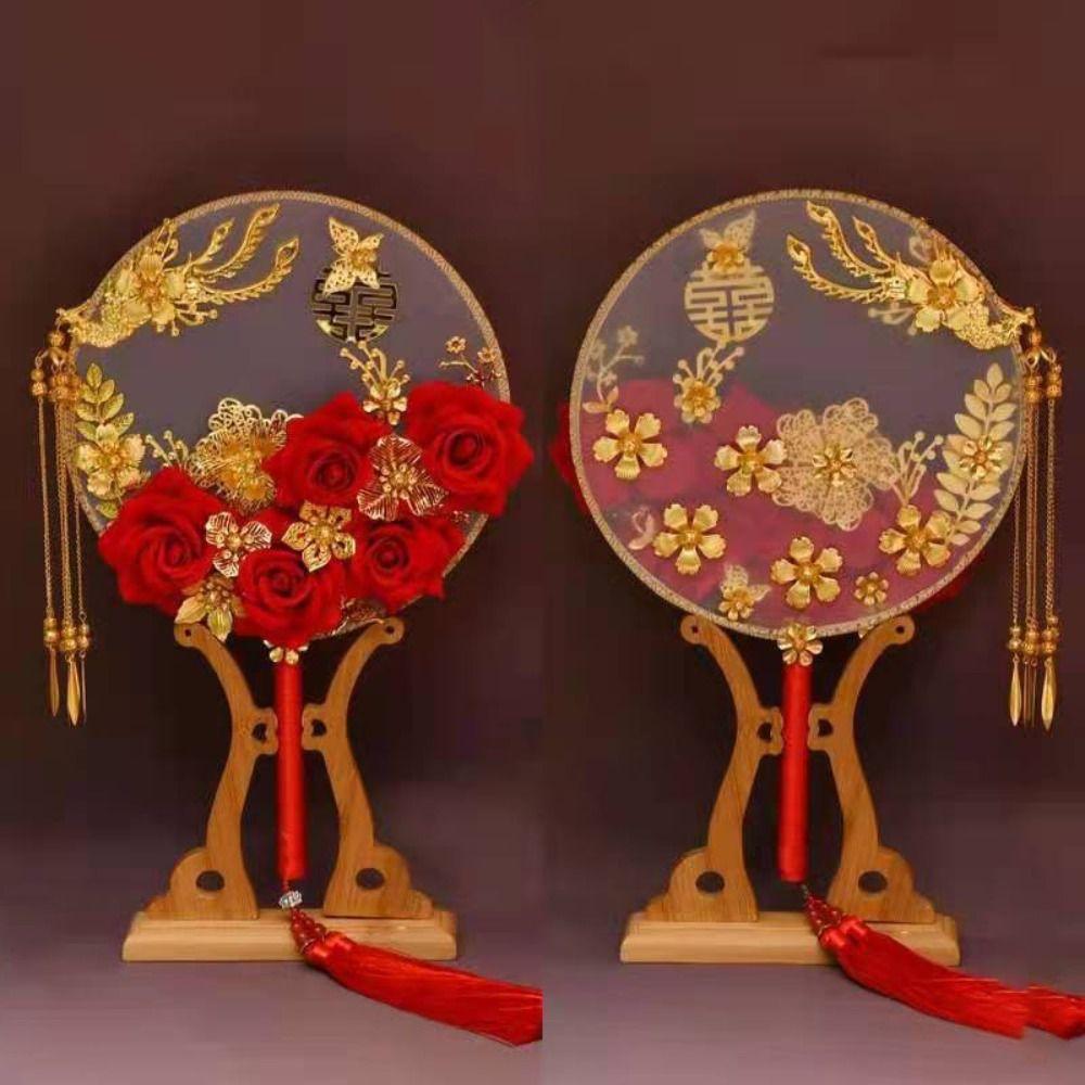 Свадебная группа Веер Праздничный веер Невеста Сюхэ Ручной веер Круглый веер Туань Веер Одежда Сюхэ Веер