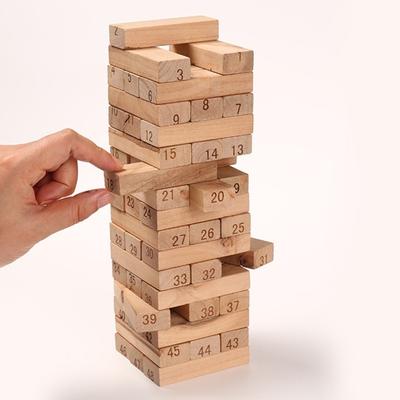 Yousheng 48/54 шт./компл. строительный блок, падающая башня, игра с кубиками, мелкая моторика, координация рук и глаз, обучающая детская деревянная игрушка для укладки блоков