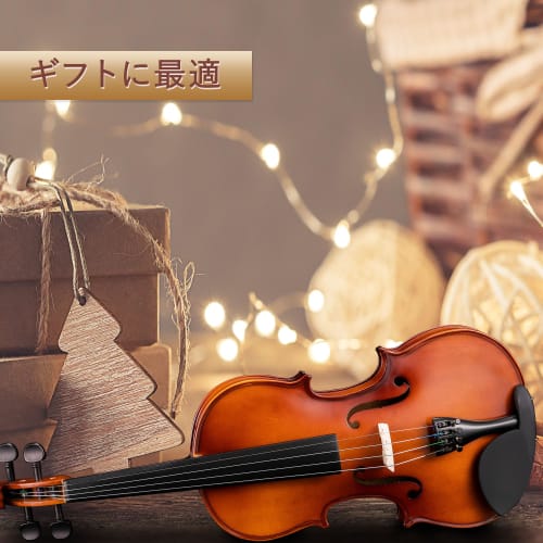 ADM Full-Size 4/4 Matte Violin Beginner's Set, Includes Case, Violin Stand, Music Stand, Bow, Shoulder Rest, Tuner, Fingerboard Stickers, Rosin, Matte