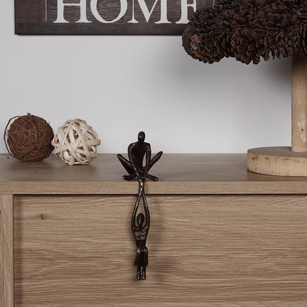 1pc Abstract Metal Art Sculpture Couple,Man Lifting Woman From Ledge,Anniversary, Metal Couple Modern Sculptures Home Decor