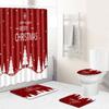 Christmas Shower Curtain Floor Mat Combination Four-Piece Set Bathroom Toilet Non-Slip Carpet Shower Room Absorbent Door Mat