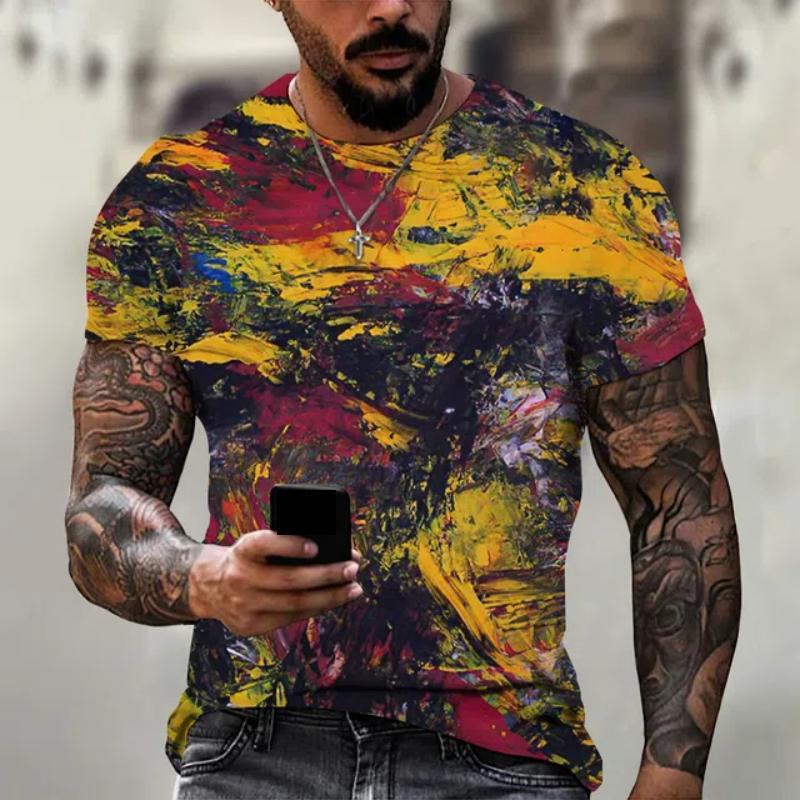 Летняя мужская футболка с племенным принтом, винтажные топы с круглым вырезом, праздничная рубашка Harajuku с коротким рукавом, повседневная мужская одежда больших размеров