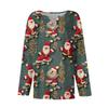 Женская модная повседневная футболка с V-образным вырезом, на пуговицах, с длинным рукавом, с рождественским принтом