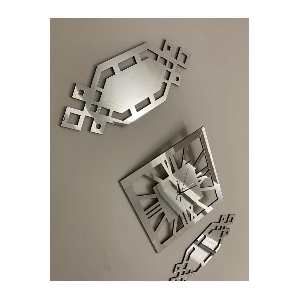 Роскошные настенные часы, набор из 3, 50 см, серебряные стильные квадратные настенные часы с римскими цифрами, 25 х 62 см, картины пахлавы