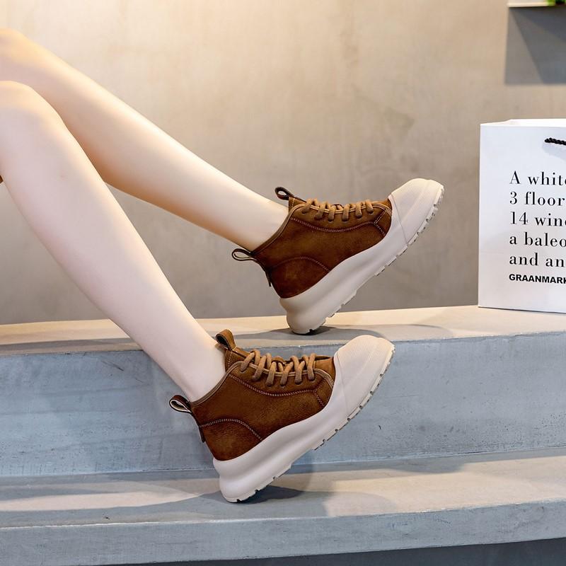 Модные женские кроссовки AIYUQI Ретро 2024 Новые из натуральной кожи с ремешками Женские балетки на высокой платформе Женская повседневная обувь