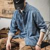 Мужская модная американская ретро-джинсовая рабочая куртка-рубашка с длинными рукавами