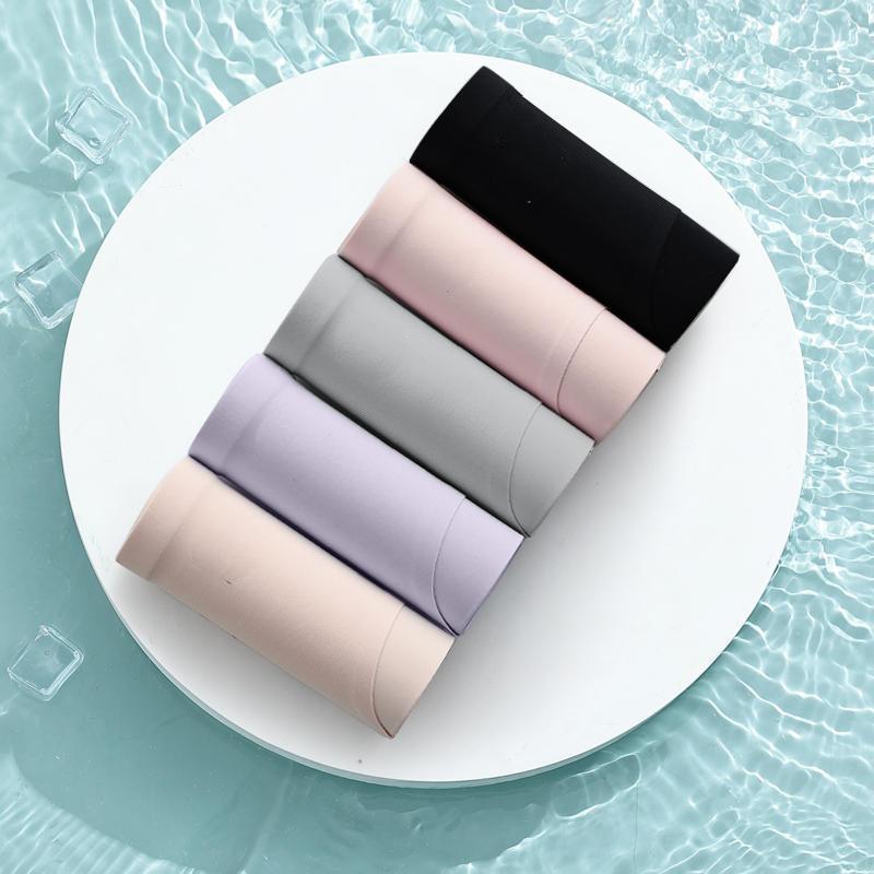 5PCS Briefs Ice Silk Seamless Underwear Women Breathable Antibacterial Crotch Thin Mid-waist Briefs