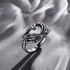 Vintage Punk Skull Hand with Heart-Shaped Ring for Men Women Hip Hop Gothic Skeleton Hand Ring Accessories Jewelry Gifts