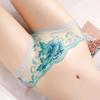 Бесшовные женские трусы с низкой посадкой и цветочной вышивкой, ультратонкие прозрачные сексуальные кружевные трусы