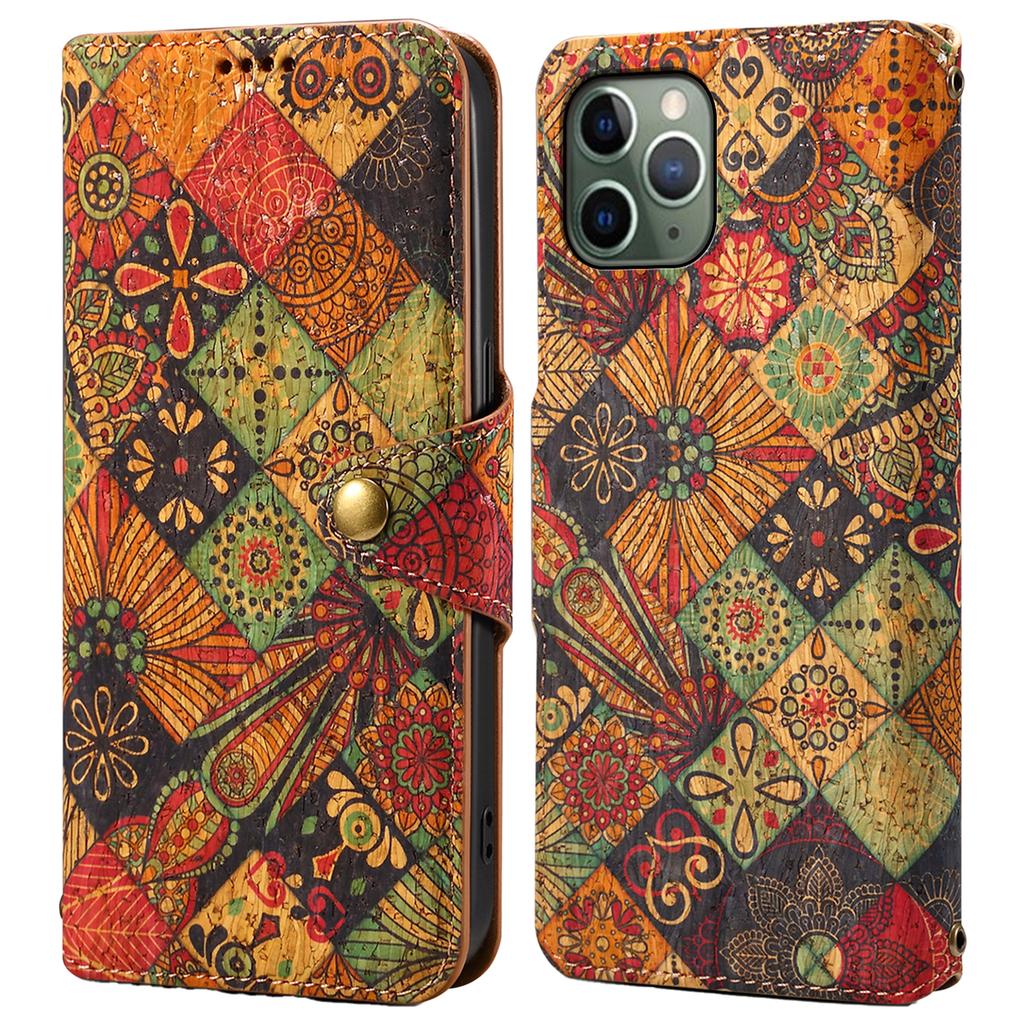 For iPhone 11 Pro Leather Case Floral Printing Stand Wallet Phone Cover