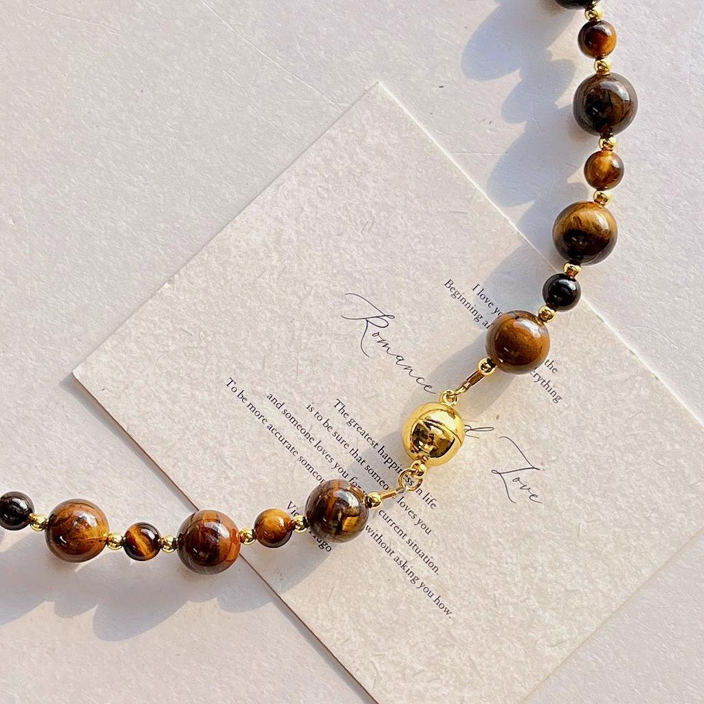 Maillard Natural Boutique Ожерелье из бусин Тигровый глаз Женская осенне-зимняя цепочка на ключицу Легкая роскошная цепочка для свитера Поддержка верности Восстановление