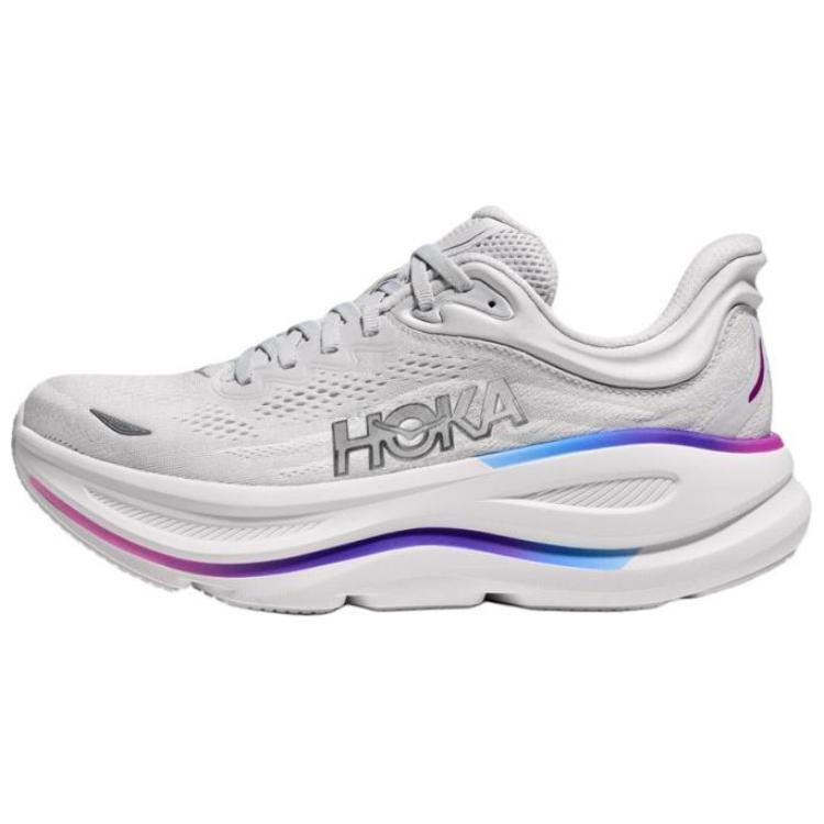 HOKA One One Bondi 9 Soft Comfortable Slip Resistant Durable Low Top Long Distance Running Shoes Women Sneaker Gray 1162014-CYWH
