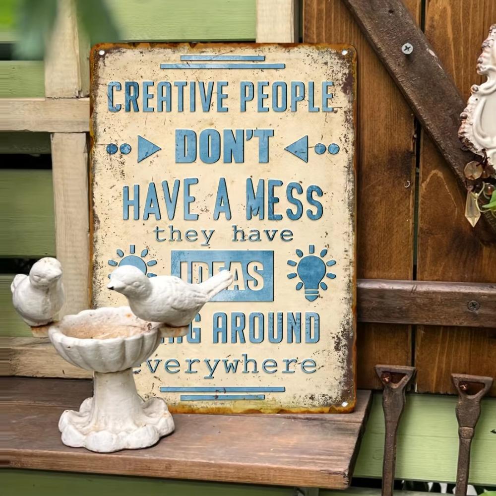 Creatives Quote Metal Sign - Yellow Tinplate Metal Painting Art Wall Art Deco Office, Home, Farmhouse, Bathroom, Bar