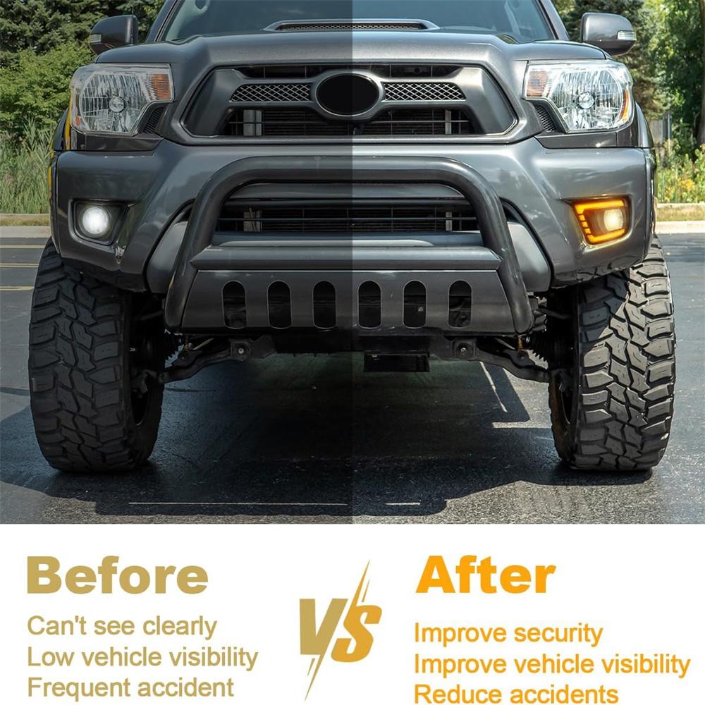 Pair LED White DRL Amber Turn Signal Fog Light Lamps For TOYOTA TACOMA 2012-2015