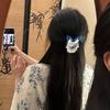 Изысканные синие эмалированные заколки для волос: Головной убор Ханьфу с кисточками из жемчуга, бабочками и узорами в виде благоприятных облаков