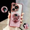 Butterfly Glitter Mirror Holder Phone Case For Samsung S25 S24 S23 S22 S21 S20 Plus FE Ultra Shockproof Soft Silicon Stand Cover