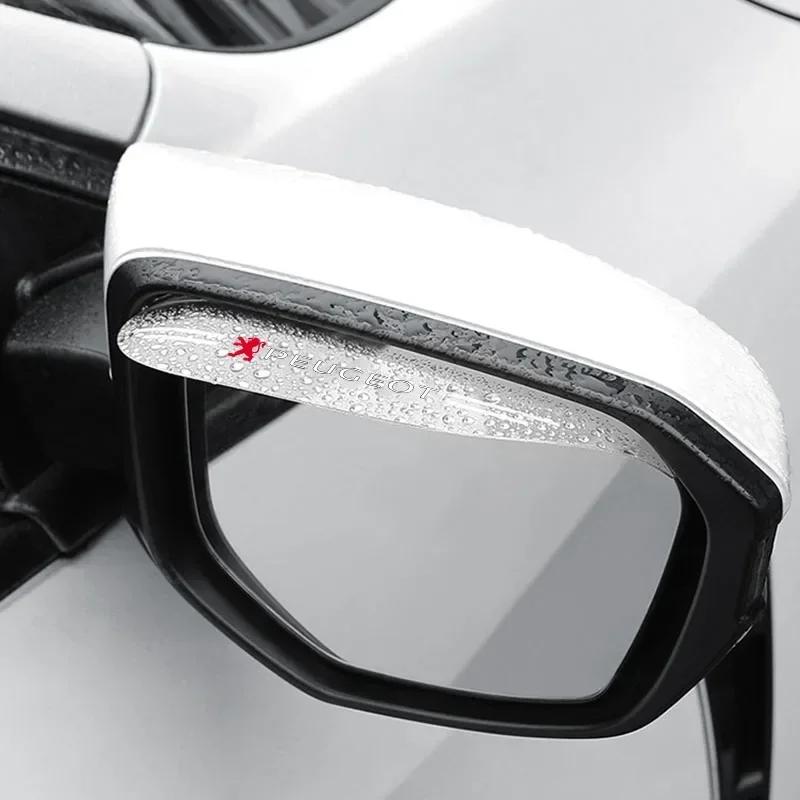 2Pcs Car Rear View Mirror Sticker Rain Eyebrow Shield Sun Shade Cover For Peugeot 408 4008 308 3008 5008 508 106 208 301 407 108