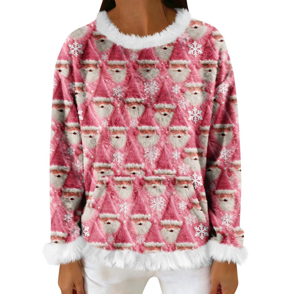 Женский повседневный флисовый свитшот с длинными рукавами и круглым вырезом, удобный, свободного кроя, легкий, фланелевый свитшот для женщин