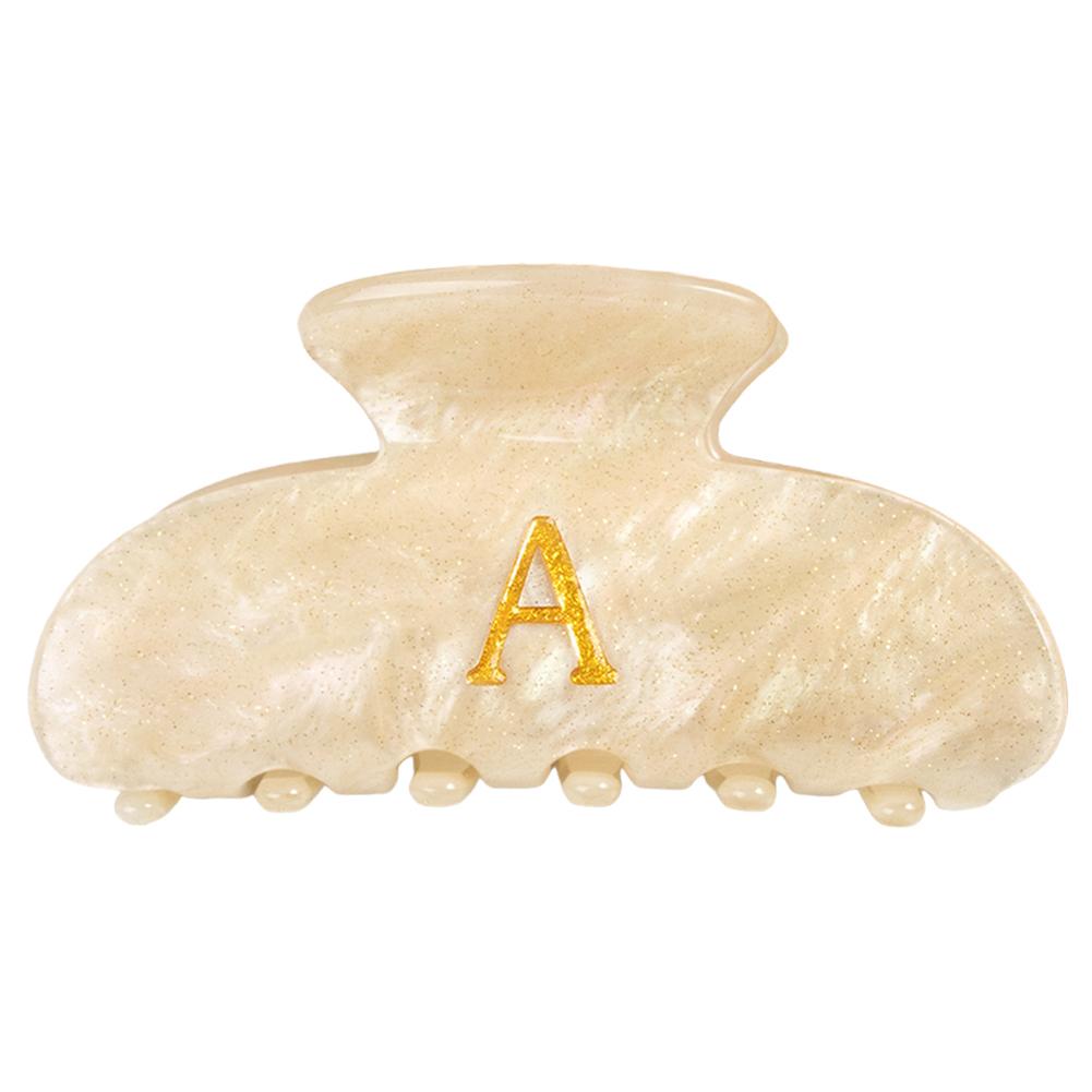 Golden English Letters Initial Cute Hair Clip New Trendy Acrylic Glitter Claw for Women Girls Hair Shark Clips Birthday Gifts