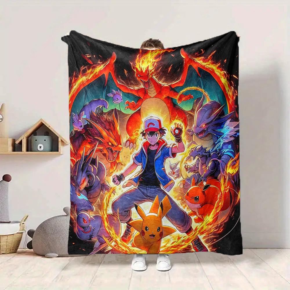 1 шт., Фланелевое одеяло Charizard [Уютное покрывало] Для дивана, кровати, путешествий, кемпинга, гостиной, офиса, дивана, кресла и кровати