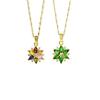 European-American Mixed Color Necklace: Gold and Copper Design with Diamond Inlay & Colorful Zircon Flower Pendant