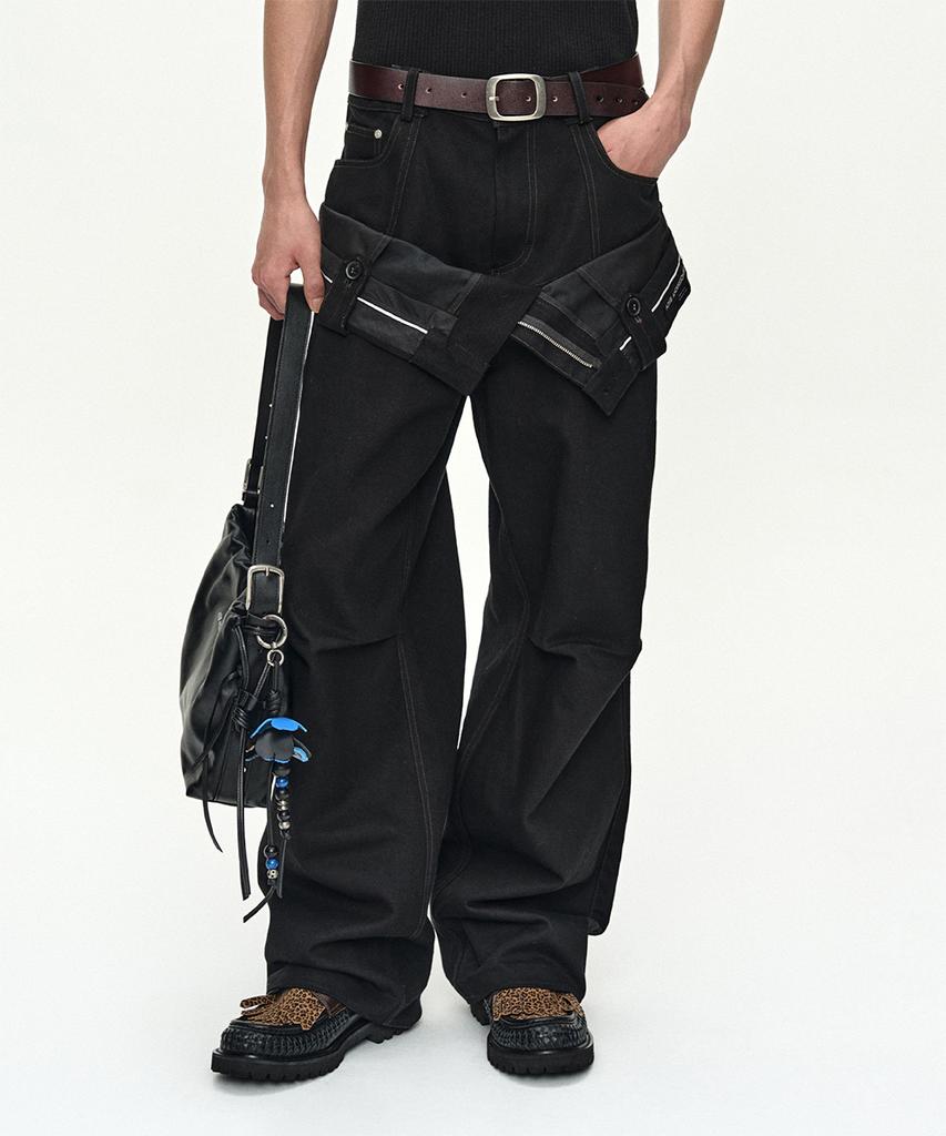 ADSB ANDERSSON BELL Double Waistband Wide-Leg Trousers Apa872M(Black)
