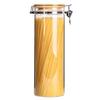 KKC Pasta Storage Container, Glass Pasta Case, Airtight Pasta Canister, Pasta and Noodle Storage Container with Glass and Bamboo Lid, 2000ml